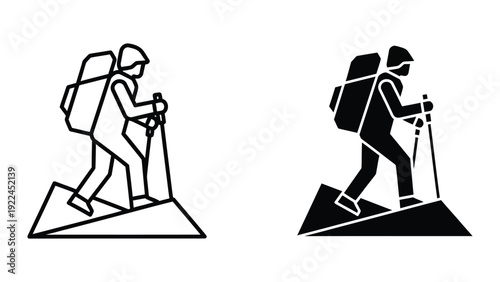 Hikers with Backpacks and Trekking Poles