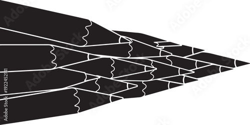 Geometric abstract black and white illustration with sharp lines