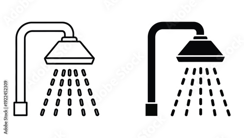 Shower icons in black and white
