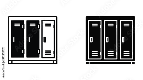 School lockers icon set