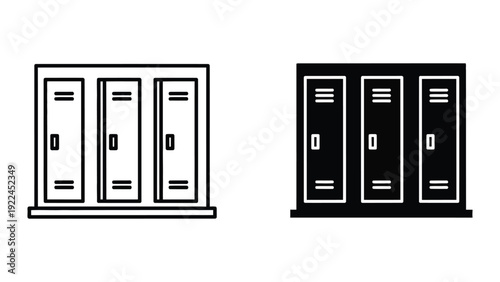 School lockers icon set