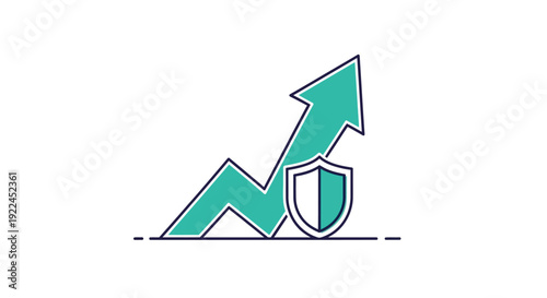 Secure Growth Icon Finance Protection and Upward Trend Arrow