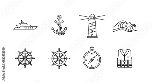 Sailing Lifestyle Icons – High-Quality Editable Stroke Vector Collection