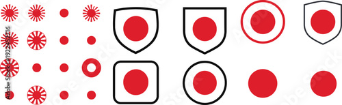 Japan Round Flag Icon Collection for Football Tournament and Sports Event Celebration Design Set