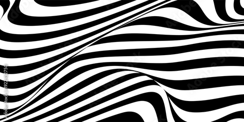 Optical illusion bg lines background. Abstract 3d black and white illusions. Conceptual design of optical illusion vector. EPS 10 Vector illustration