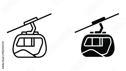Cable car icon set