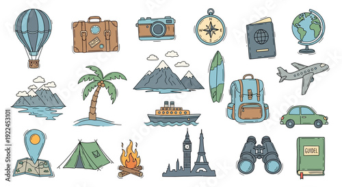 Collection of Travel Icons and Symbols 1.