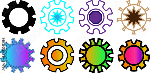 Gear colorful setting icon set. Gear setting icon set collection. Cog wheel icon set. Gear setting icon collection set. Gear setting vector icon set. setting icon set