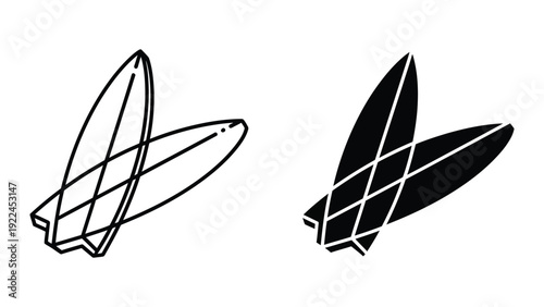 Black and white surfboard illustrations