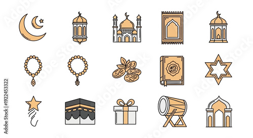vector illustration of a set of religious symbols