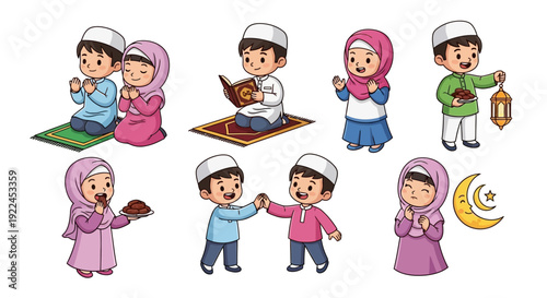 set of islamic cartoon 