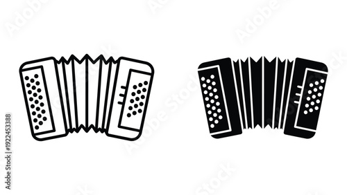 Two accordion illustrations in black and white