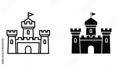 Castle Silhouette Icon Set