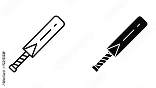 Simple black and white illustration of cricket bats