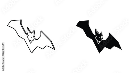 Flying bat silhouettes