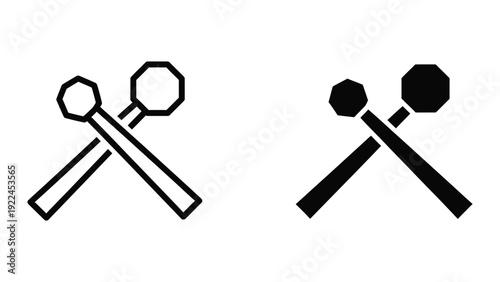 Two crossed drumsticks icons in outline and filled styles