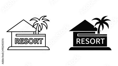 Resort sign with palm tree
