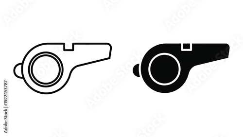 Whistle icons in black and white
