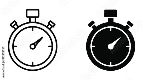 Stopwatch icons in black and white