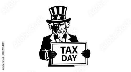 Uncle sam reminding citizens of tax day in classic illustration style.