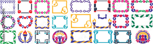 International Women’s Day Decorative Frame Set Floral Feminism Border Collection