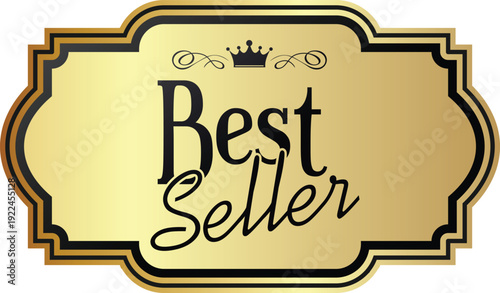 Award badge featuring the words best seller with a crown on top.
