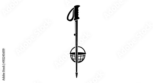 Black Hiking Stick with Basket Attachment.