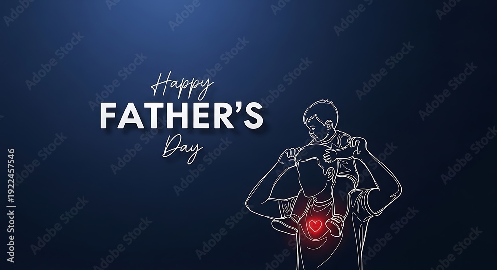 Fototapeta premium Father's Day illustration of a man and child