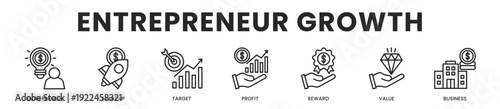 Entrepreneur Growth All In One Icon Multi Styles Vector Set