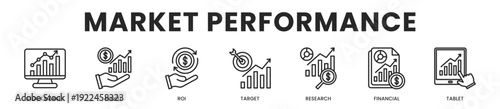 Market Performance All In One Icon Multi Styles Vector Set