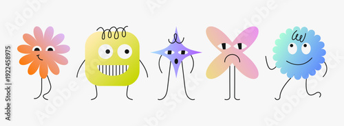 Geometric figure emotion face. Cute modern illustration representing mood diversity, emotional intelligence and children communication concepts.