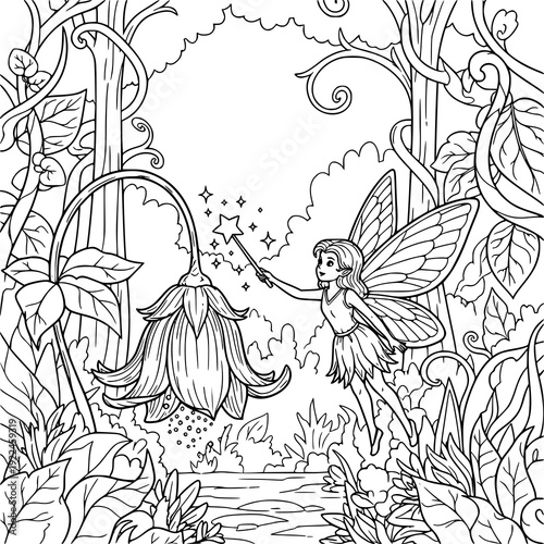 Fairy magic story coloring book