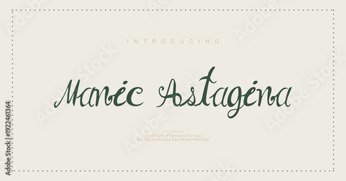 Manic Astagina, Script Font, aesthetic, Uppercase Lowercase and Number. wedding font, Classic Lettering Minimal Fashion Designs. Typography modern serif fonts regular decorative vintage concept. 