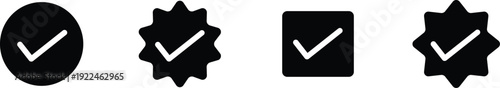 Account verify and approved  checkmark vector icon set on transparent background 