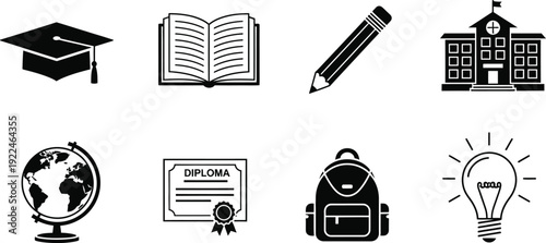 Education icons and symbols