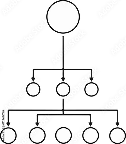 Simple hierarchical diagram with circles and arrows, abstract
