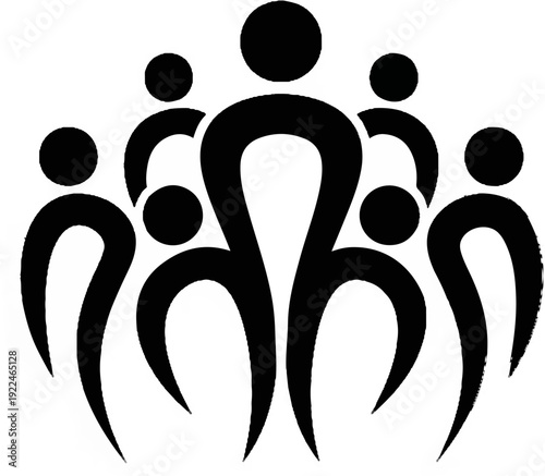 Stylized black abstract figures grouped together, symbolizing unity and togetherness