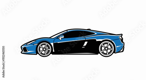 Sleek blue and black sports car with custom wheels