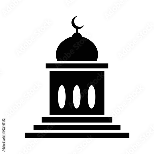 Islamic Mosque Silhouette on White Background Architectural Landmark