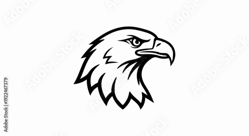 Stylized black and white illustration of an eagle's head profile