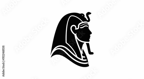Stylized black profile of an ancient pharaoh's head with headdress