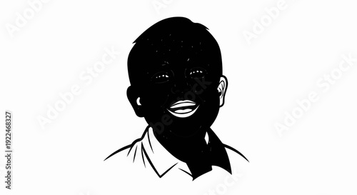 Silhouette of a smiling boy with sparkling eyes and open mouth
