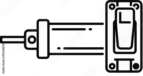 Simplified illustration of a pneumatic cylinder with a control valve