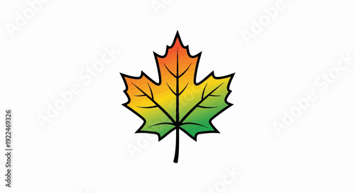 Stylized autumn maple leaf with gradient color