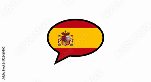Speech bubble with Spanish flag and coat of arms