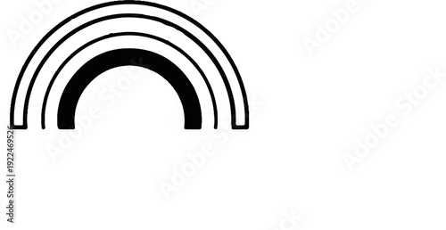 Stylized arc with multiple concentric bands, one solid black