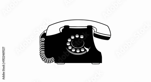 Silhouette of a vintage rotary dial telephone