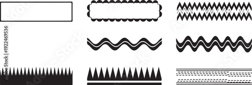 A visual comparison of different types of lines and patterns isolated on white background, Vector