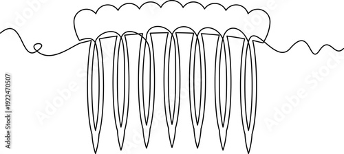 one line art French Comb vector illustration. line art, one continuous line, simple, hand drawn and sketch style. for icons, symbols, signs or logos. PNG