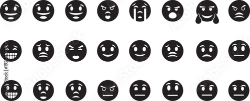 A collection of diverse emoticons expressing various emotions and states isolated on white background, Vector